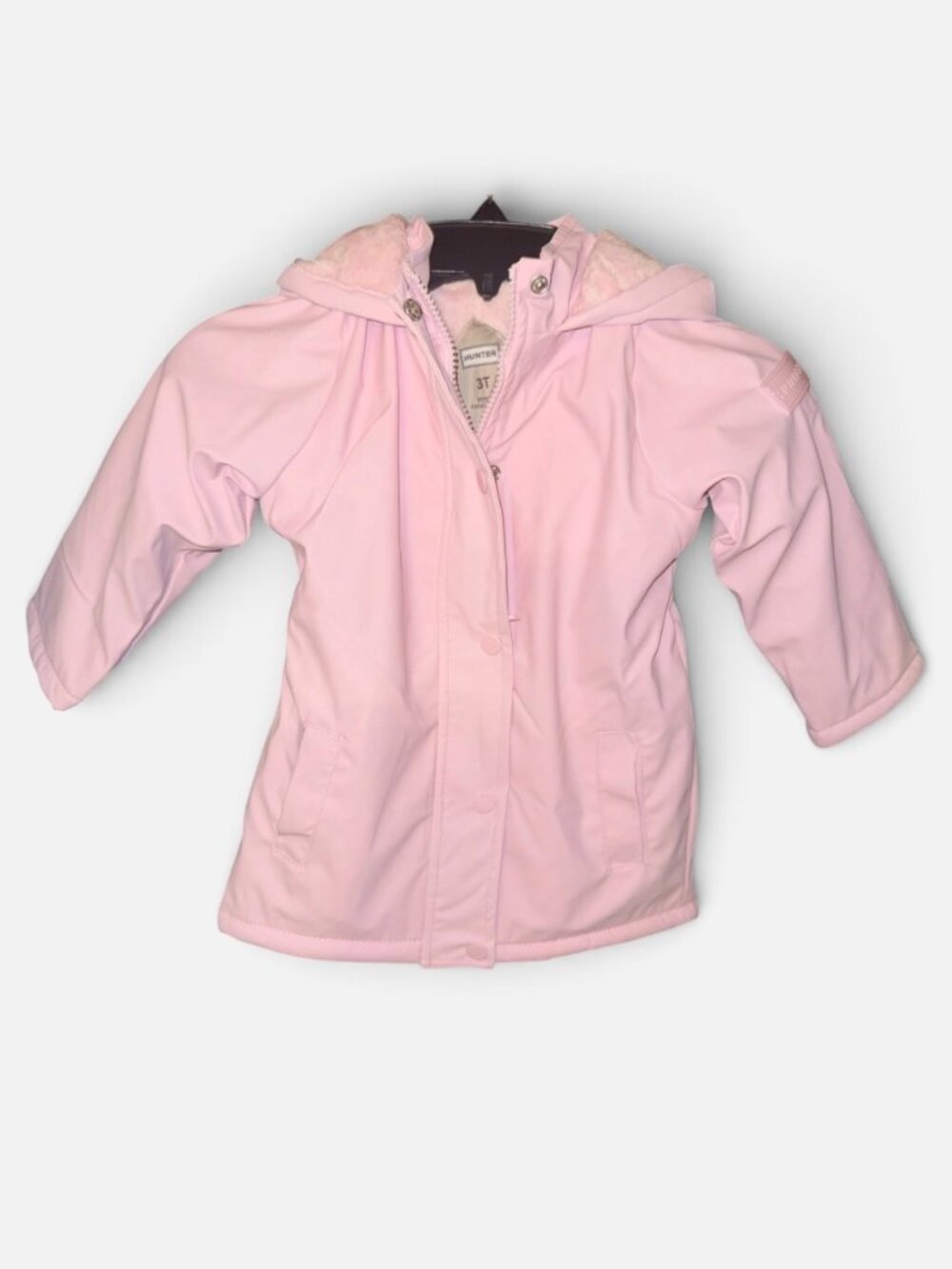 Hunter Girls Rain Jacket 4T 3T Pink Fleece Lined Hooded Coat Rain Jacket NWT